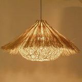 Lampadario design vintage con ombrello in rattan - clowasit.com