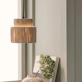 Lampadario LED doppio strato in rattan - clowasit.com