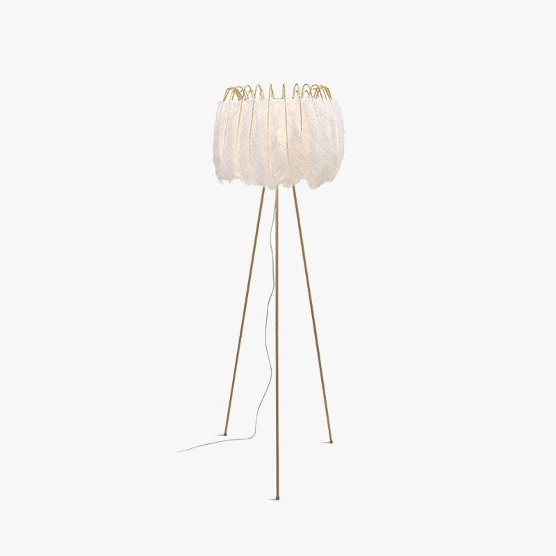 Lampada da terra bianca elegante piumata - Clowasit.com