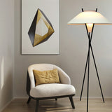 Lampada da terra treppiede Tessuto moderno bianco - Clowasit.com