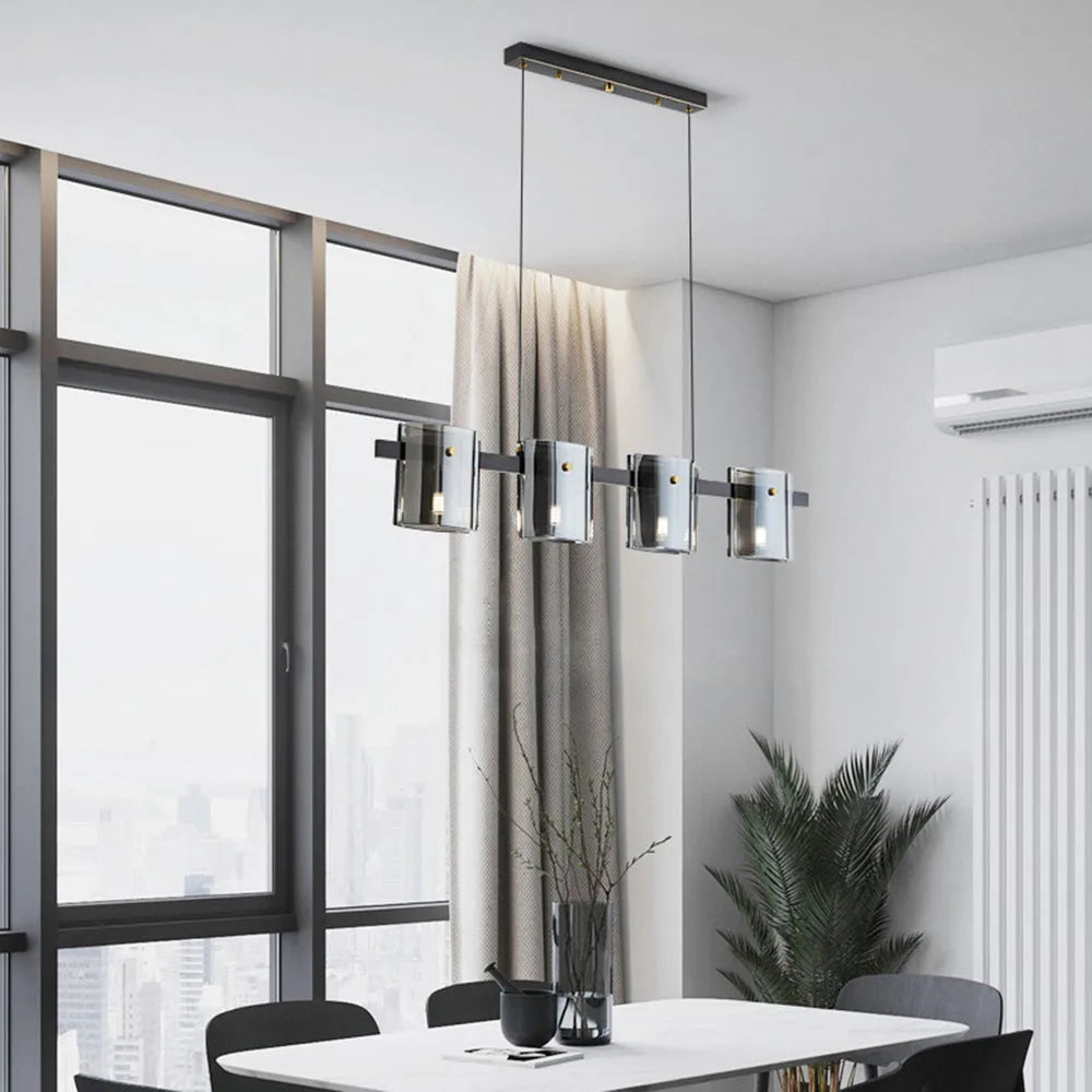Lampadario ottone e vetro sala pranzo - clowasit.com