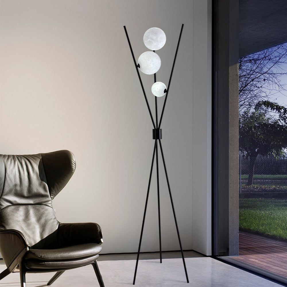 Lampada da terra nera moderna sfera triangolare - Clowasit.com