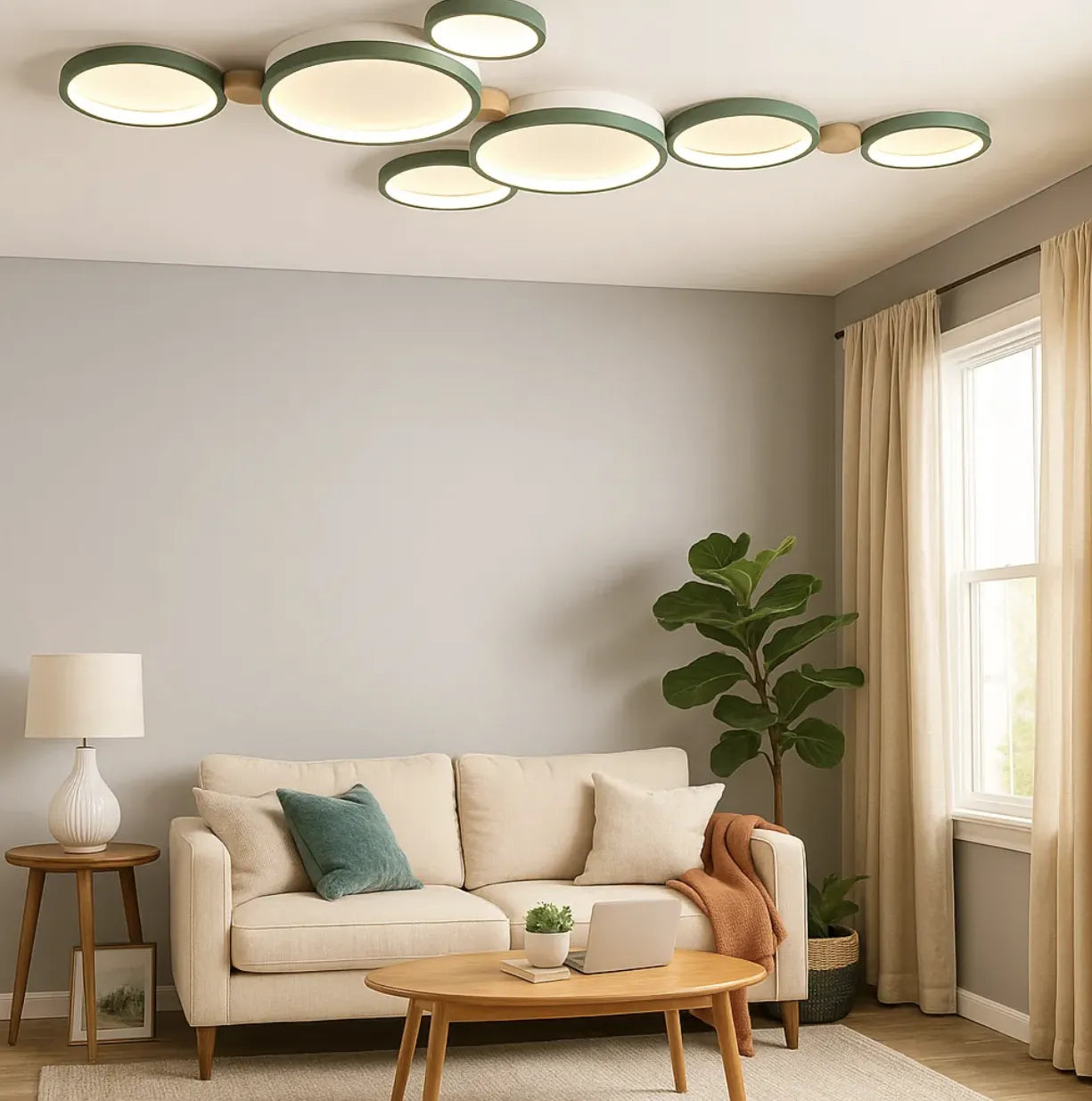 Plafoniera a Soffitto a LED Policiclico in Legno Creativa per Camera