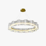Lampadario Moderno Rotondo Elegante Design Dorato LED - clowasit.com