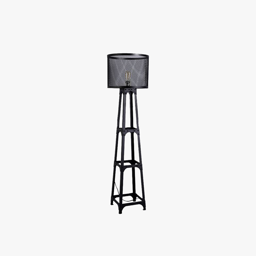Lampada da terra industrial metallo nero - Clowasit.com