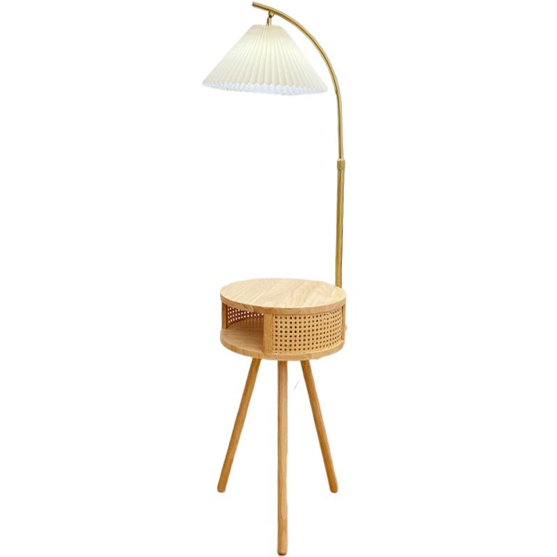 Lampada da terra con tavolino legno naturale - Clowasit.com