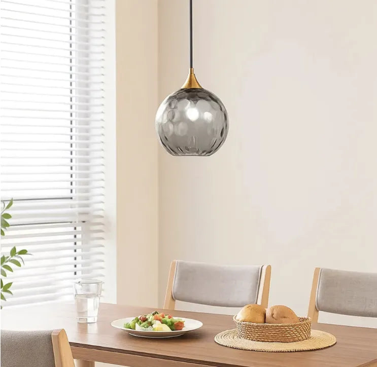 Lampada a Sospensione in Vetro con Motivo Acquatico Stile Nordico