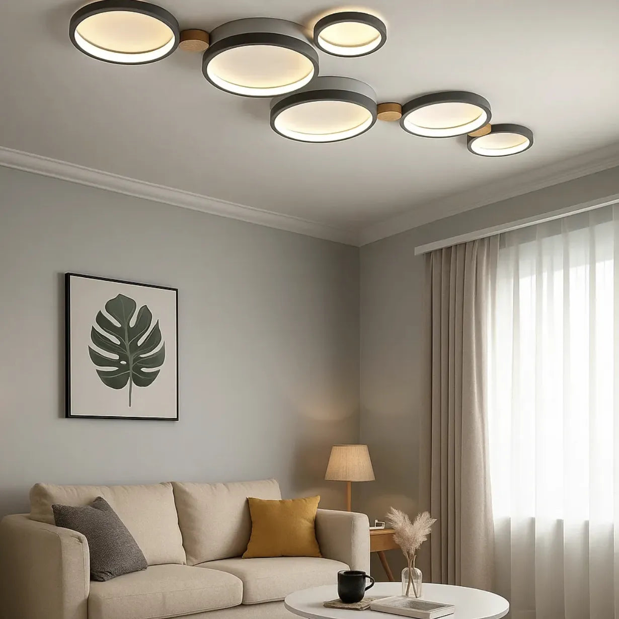 Plafoniera a Soffitto a LED Policiclico in Legno Creativa per Camera