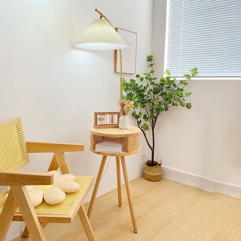 Lampada da terra con tavolino legno naturale - Clowasit.com