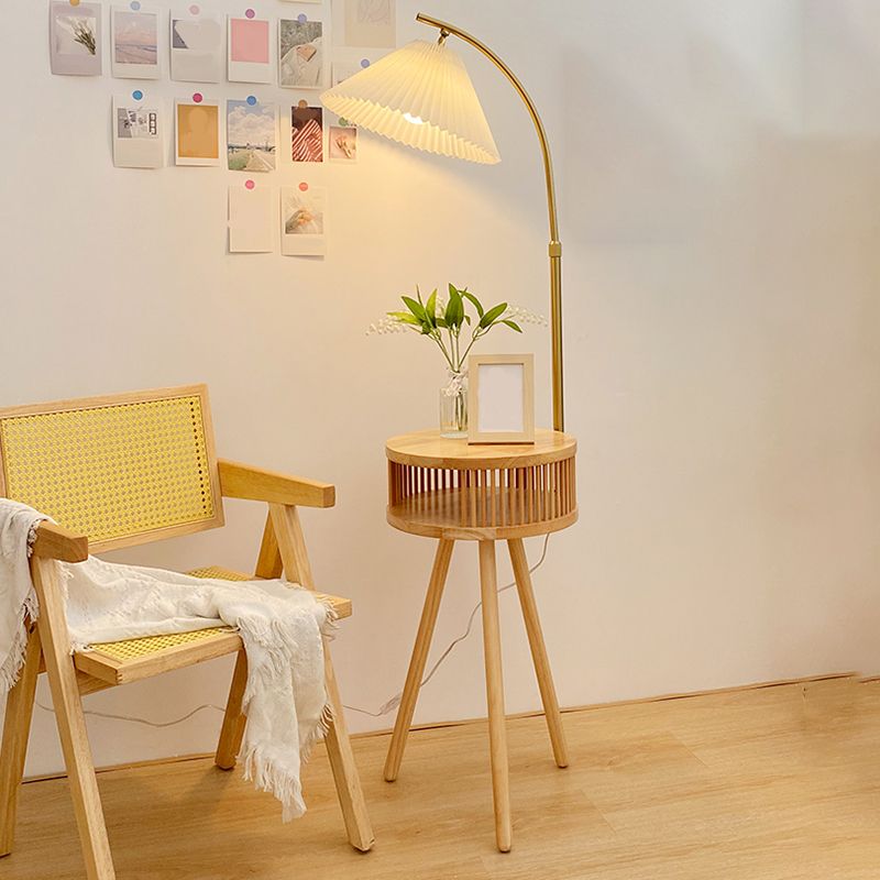 Lampada da terra con tavolino legno naturale - Clowasit.com