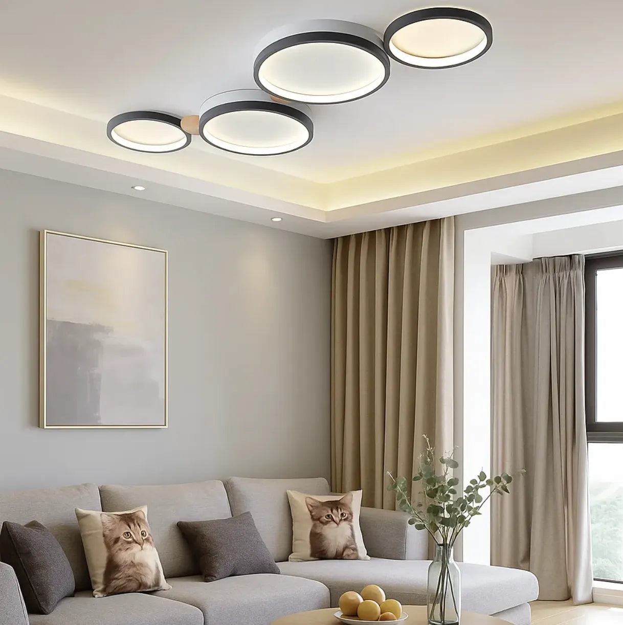 Plafoniera a Soffitto a LED Policiclico in Legno Creativa per Camera
