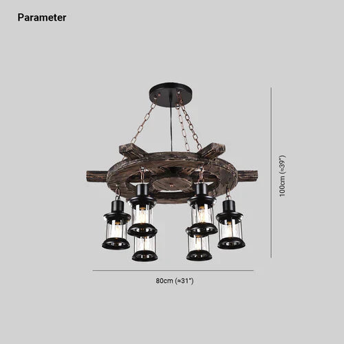Lampadari design industriale Ruota in legno - clowasit.com