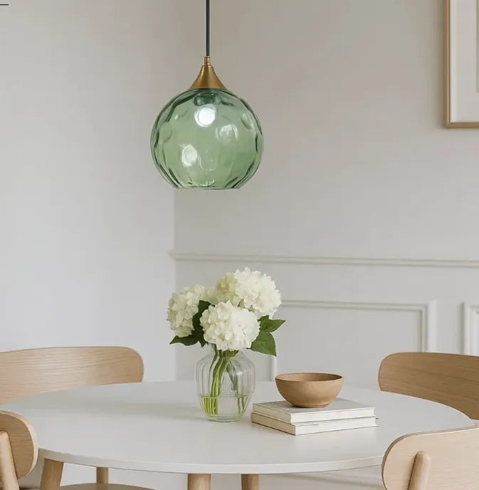 Lampada a Sospensione in Vetro con Motivo Acquatico Stile Nordico