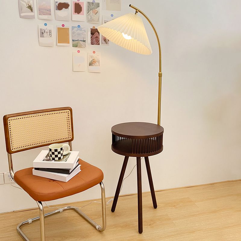 Lampada da terra con tavolino legno naturale - Clowasit.com