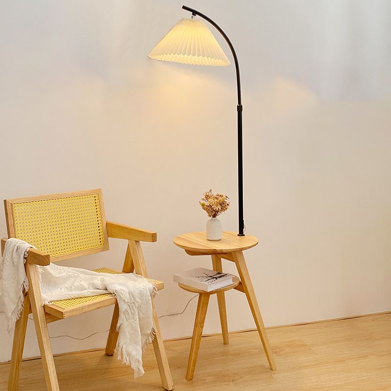 Lampada da terra con tavolino legno naturale - Clowasit.com