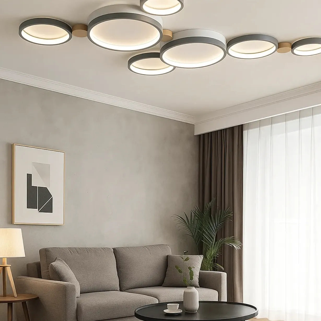 Plafoniera a Soffitto a LED Policiclico in Legno Creativa per Camera