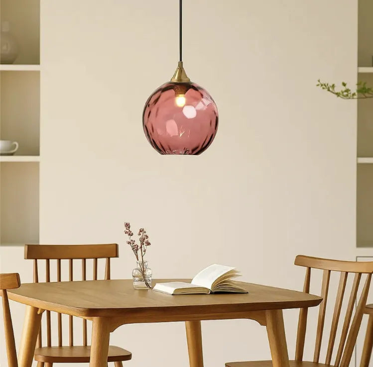 Lampada a Sospensione in Vetro con Motivo Acquatico Stile Nordico