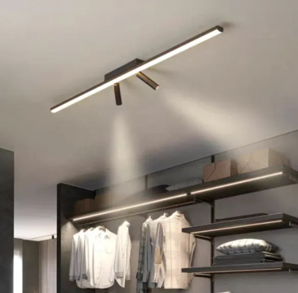 Plafoniera Lineare LED Rotante Nero per Armadio