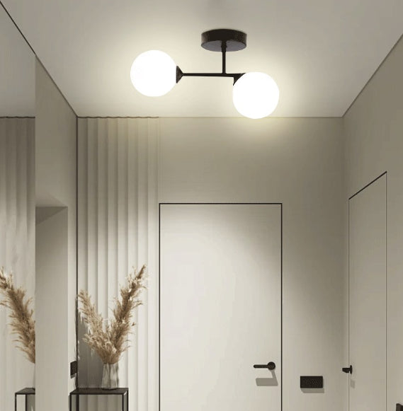 Plafoniera LED Nordica Semplice con Doppia Sfera di Vetro per Corridoio
