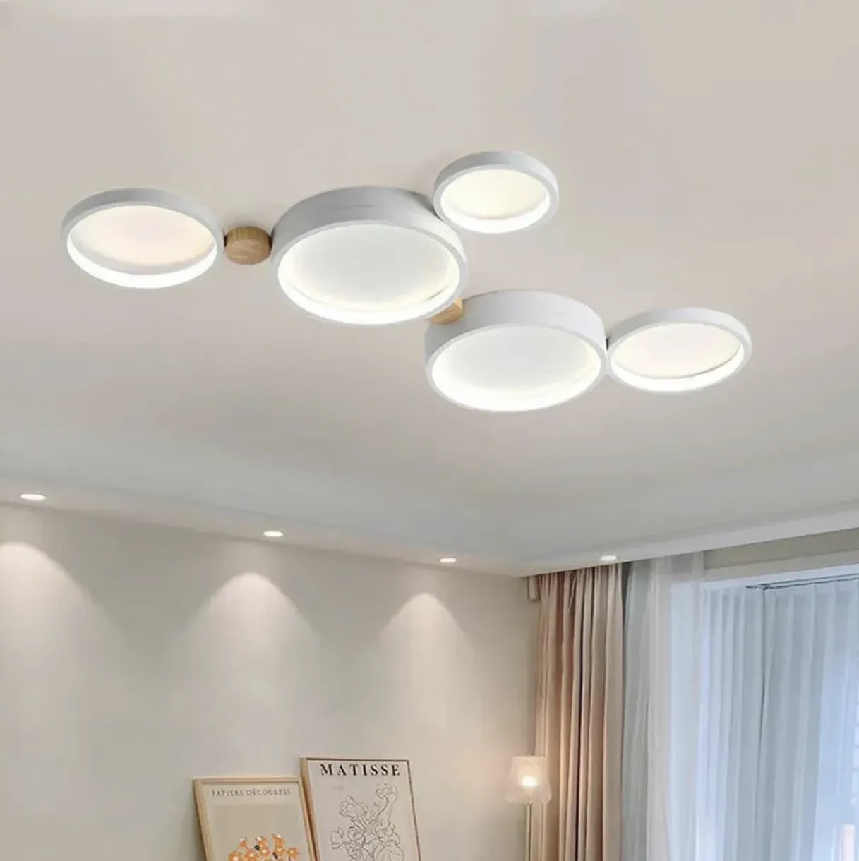 Plafoniera a Soffitto a LED Policiclico in Legno Creativa per Camera