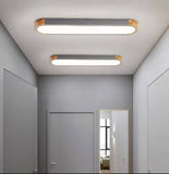 Plafoniere Ovali LED Stile Nordico in Legno per Corridoio