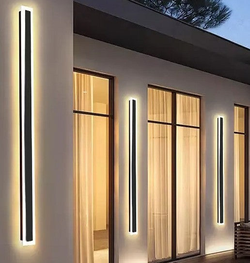 Applique da Esterno a Led Nero Lineare con Bordo Luminoso