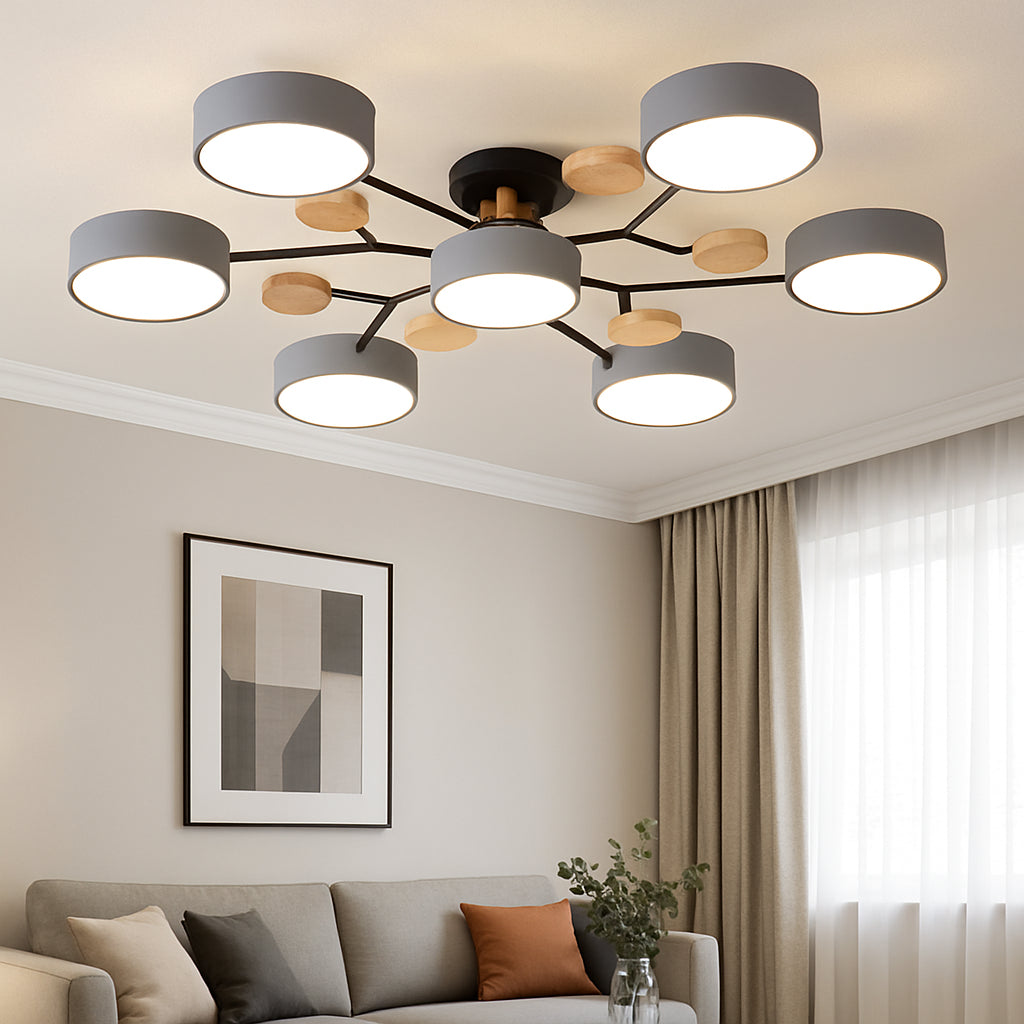 Plafoniera da Soffitto LED in Legno Stile Nordic per Soggiorno