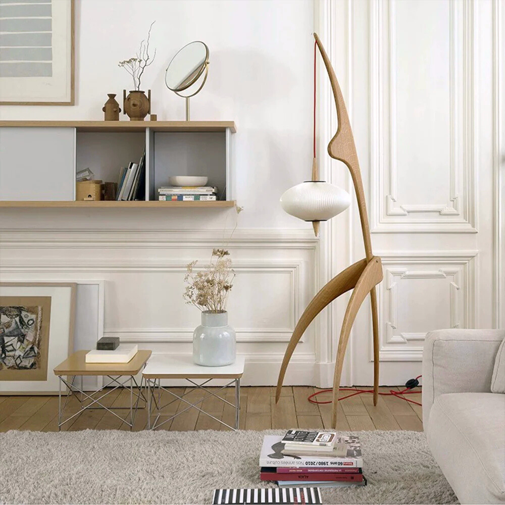 Lampade da terra legno falciforme creativo elegante - Clowasit.com