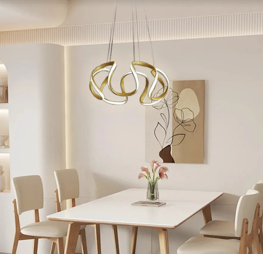 Lampadario a Led Onde Design Nordico per Sala da Pranzo