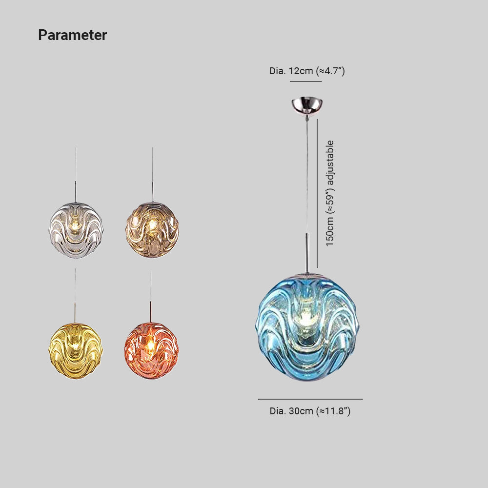 Luce colorata ondulata di vetro sferico luce a sospensione - clowasit.com