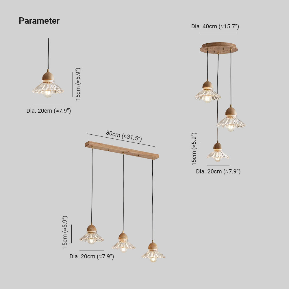 Luce a sospensione minimalista in vetro floreale a tre luci - clowasit.com