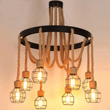 Lampadario nero industriale con corda in ferro - clowasit.com