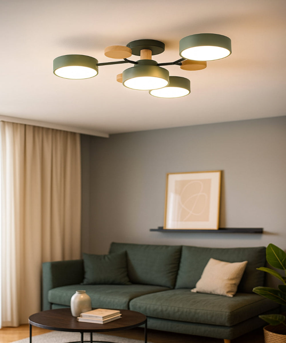 Plafoniera da Soffitto LED in Legno Stile Nordic per Soggiorno