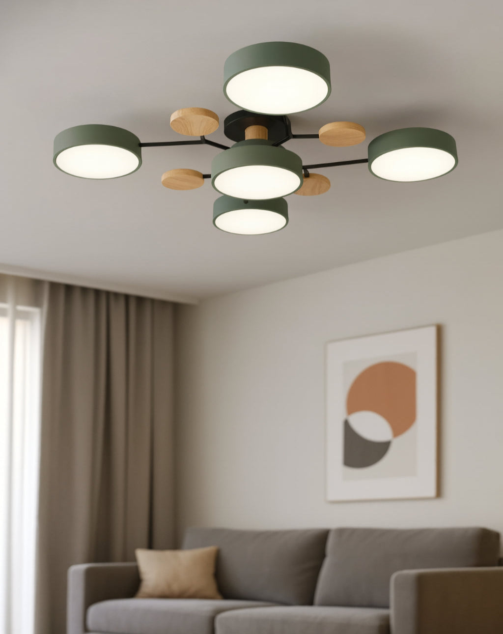 Plafoniera da Soffitto LED in Legno Stile Nordic per Soggiorno