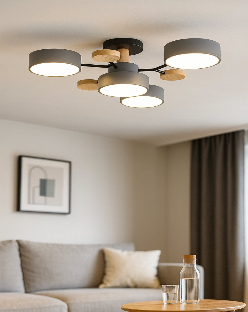 Plafoniera da Soffitto LED in Legno Stile Nordic per Soggiorno