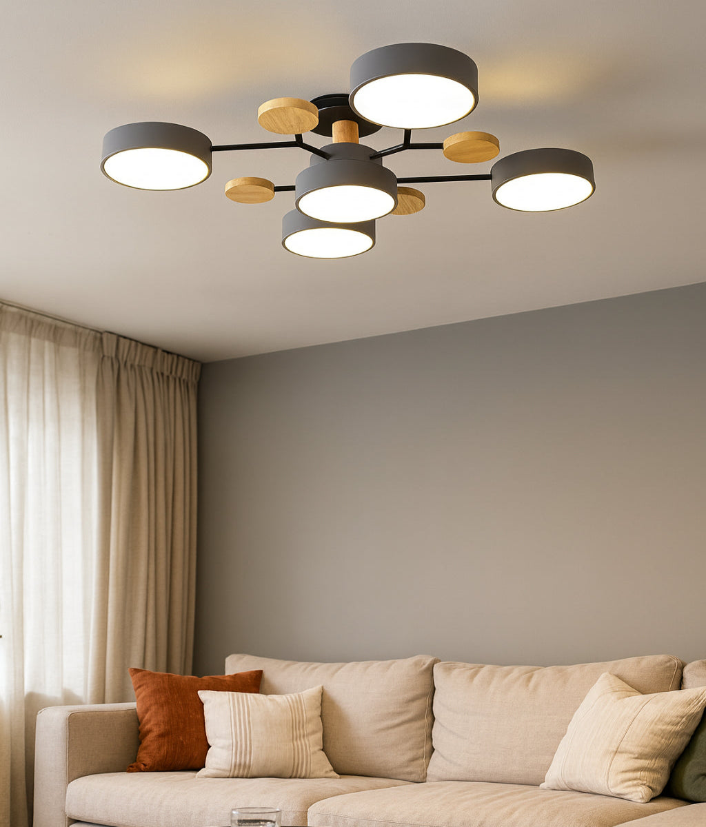 Plafoniera da Soffitto LED in Legno Stile Nordic per Soggiorno