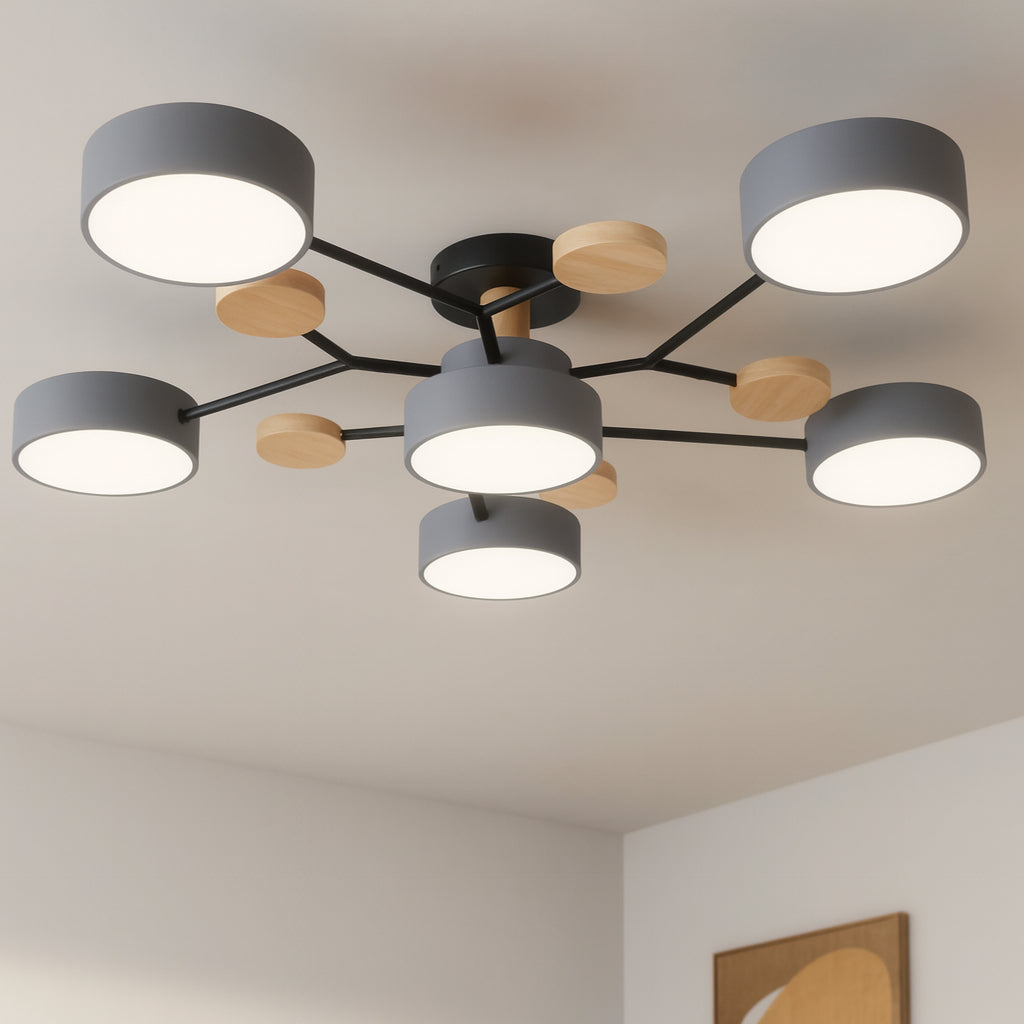 Plafoniera da Soffitto LED in Legno Stile Nordic per Soggiorno