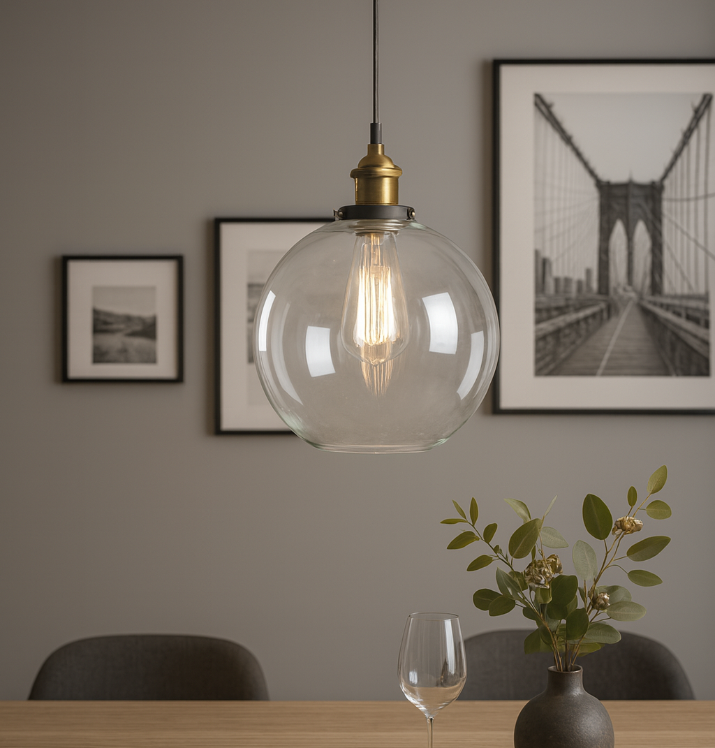 Lampadari per Sala da Pranzo Vintage in Vetro Trasparente