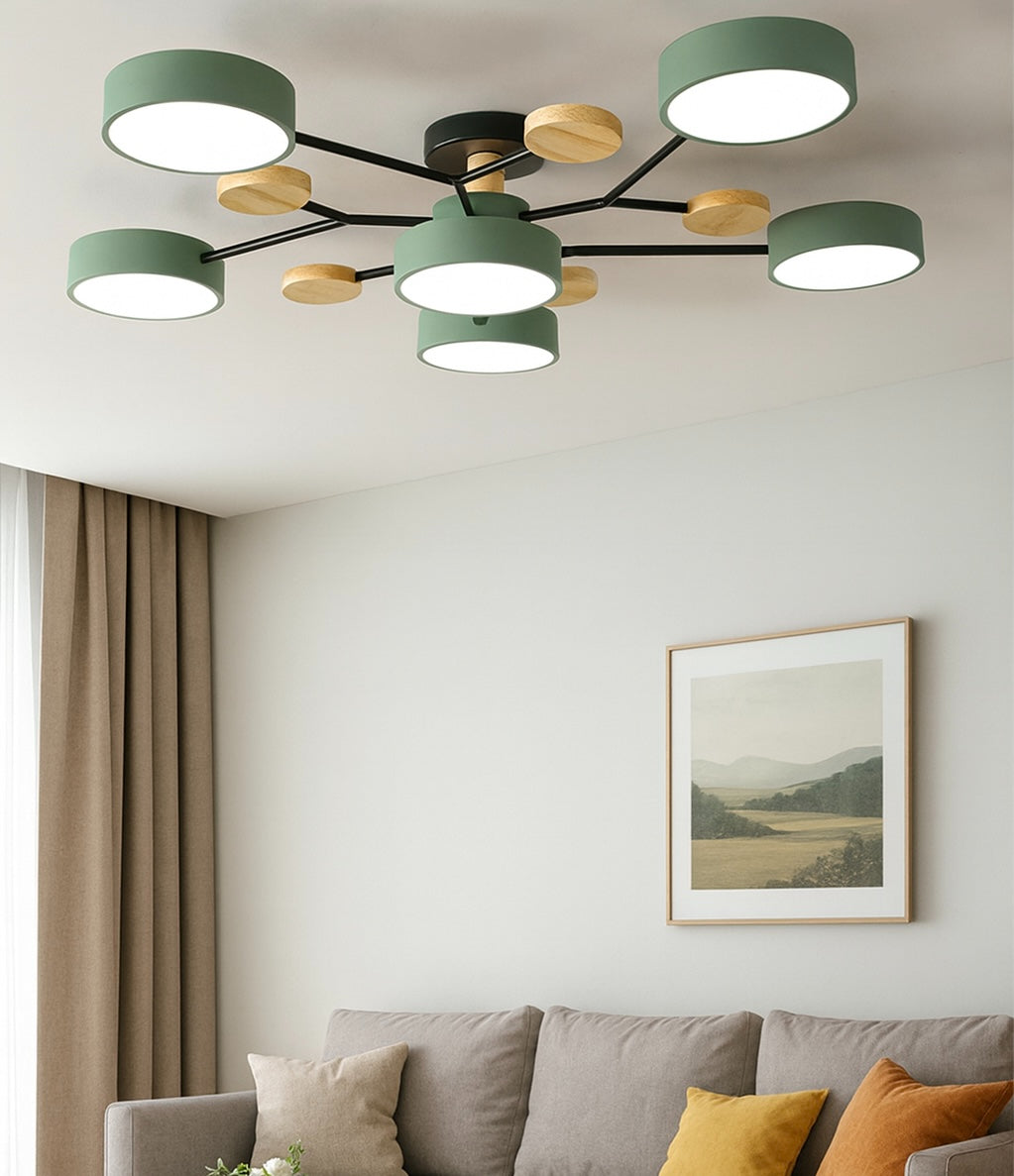 Plafoniera da Soffitto LED in Legno Stile Nordic per Soggiorno