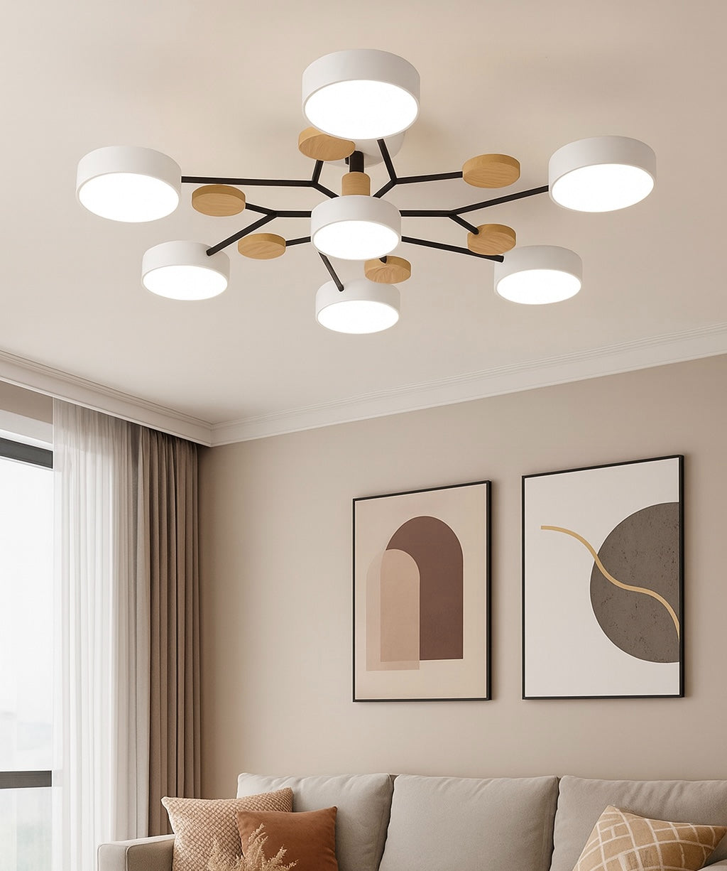 Plafoniera da Soffitto LED in Legno Stile Nordic per Soggiorno