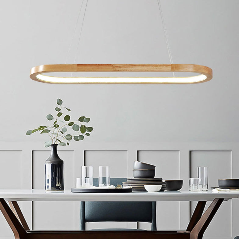 Lampadario Moderno in Legno Dimmerabile per Sala da Pranzo