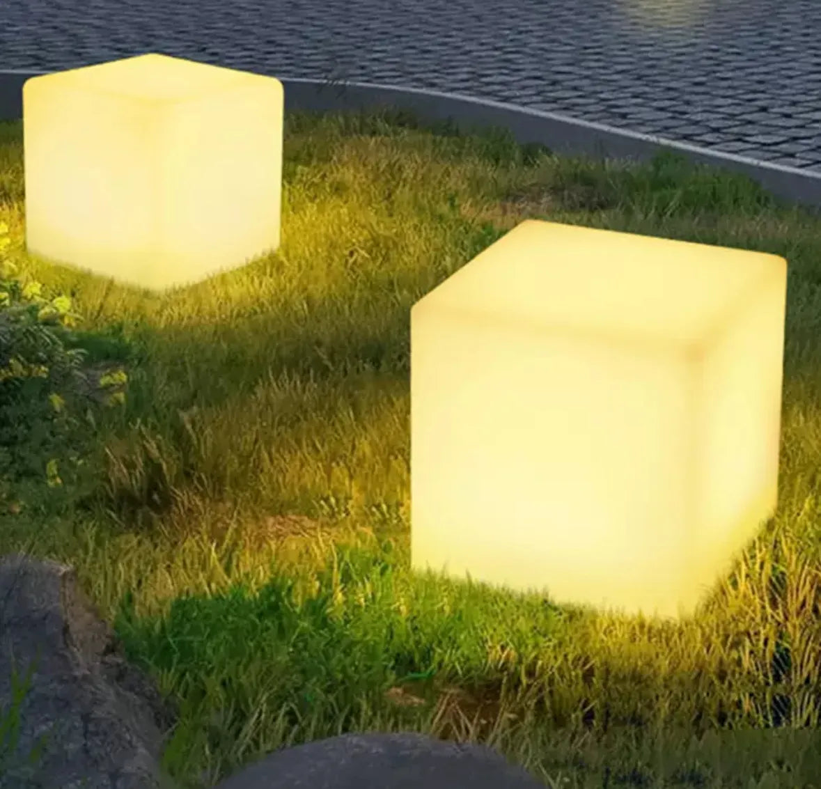 Lampade da Terra per Esterno a LED Moderne Cubo Sgabello