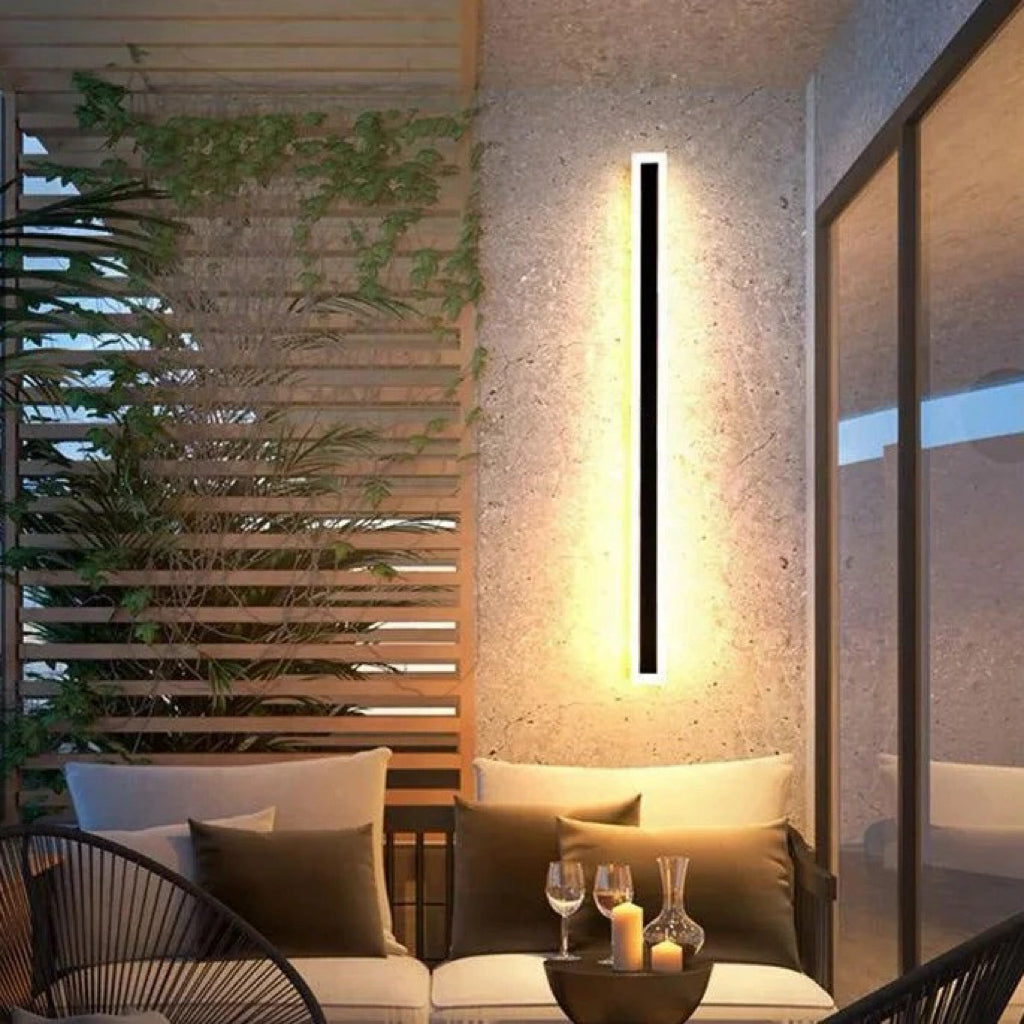 Applique da Esterno a Led Nero Lineare con Bordo Luminoso
