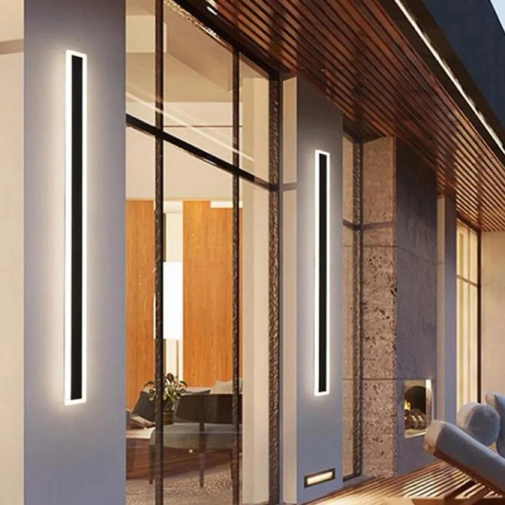 Applique da Esterno a Led Nero Lineare con Bordo Luminoso