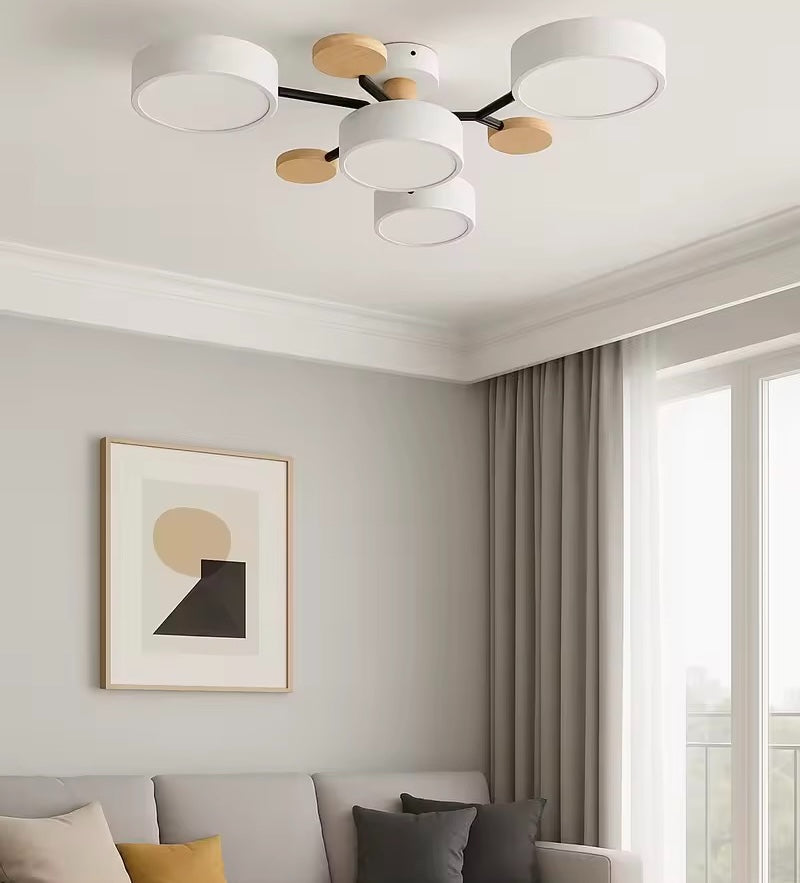 Plafoniera da Soffitto LED in Legno Stile Nordic per Soggiorno