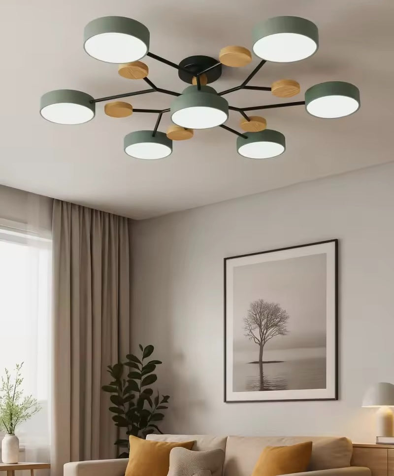 Plafoniera da Soffitto LED in Legno Stile Nordic per Soggiorno
