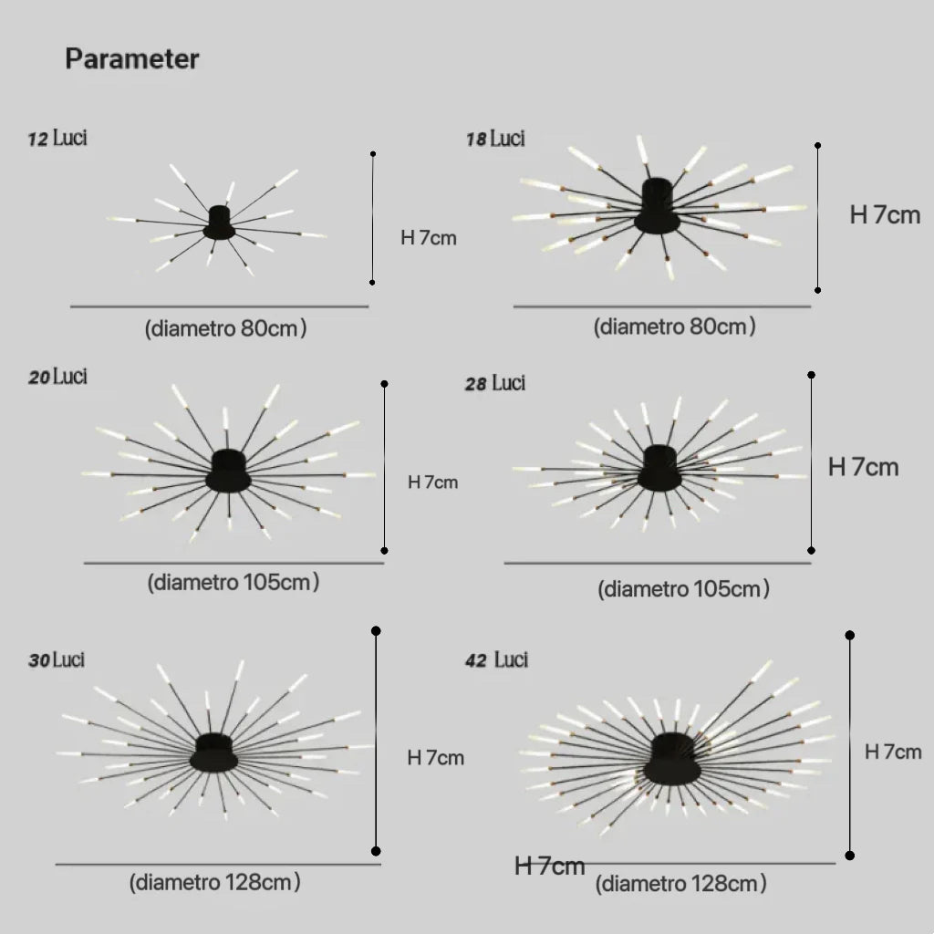 Plafoniera da Salotto LED Moderna Stile Fuochi d’Artificio