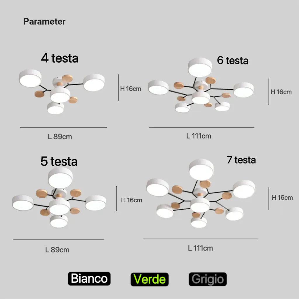 Plafoniera da Soffitto LED in Legno Stile Nordic per Soggiorno