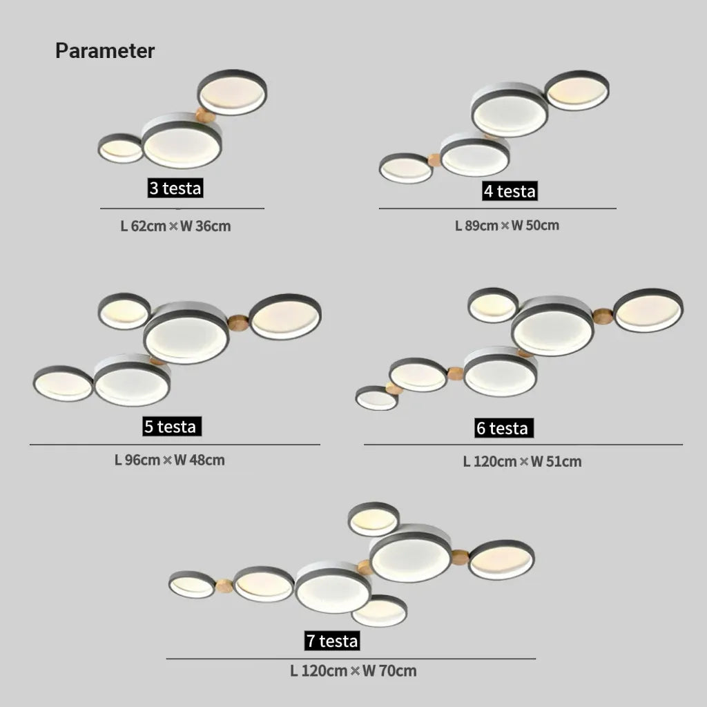 Plafoniera a Soffitto a LED Policiclico in Legno Creativa per Camera