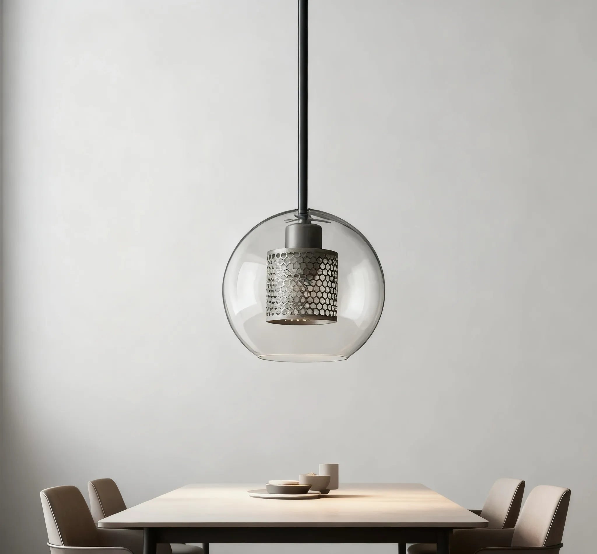 Lampadario a Sfera in Vetro per Sala da Pranzo con Design a Nido d’Ape